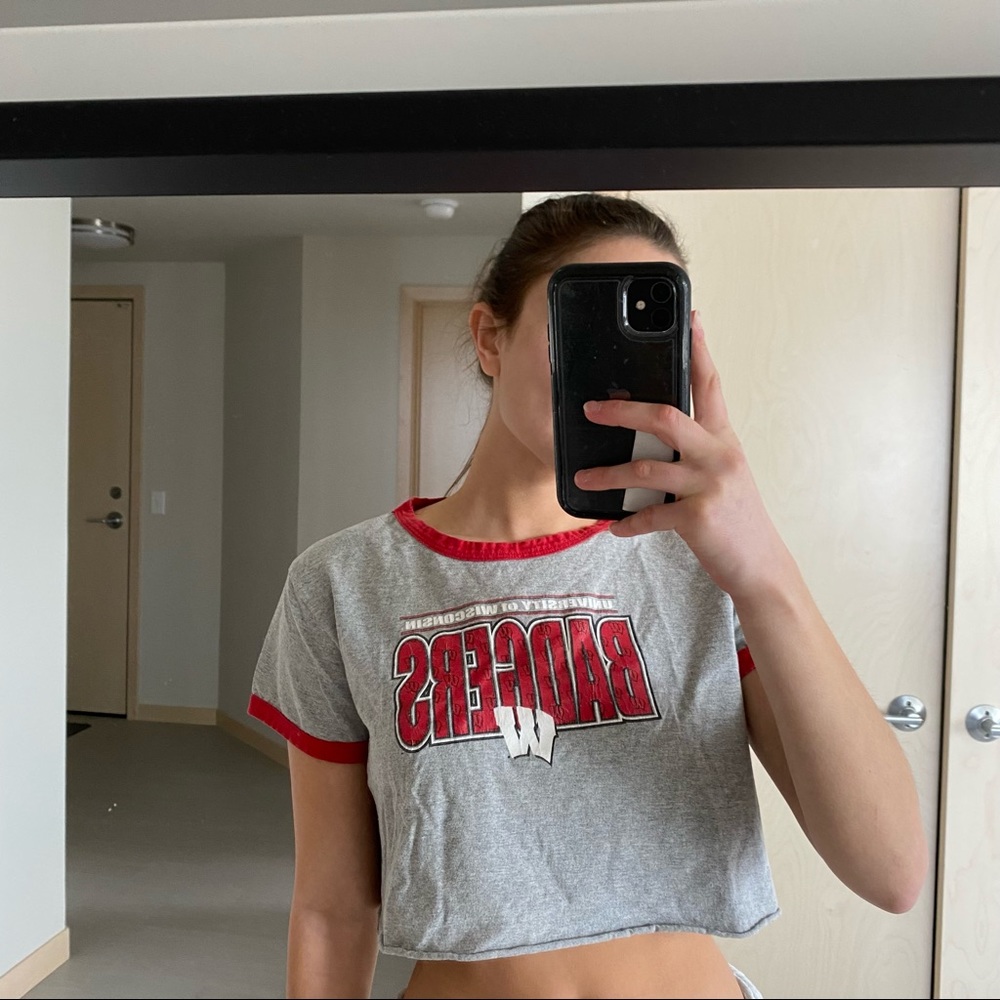Wisconsin Badgers Cropped Ringer Tee